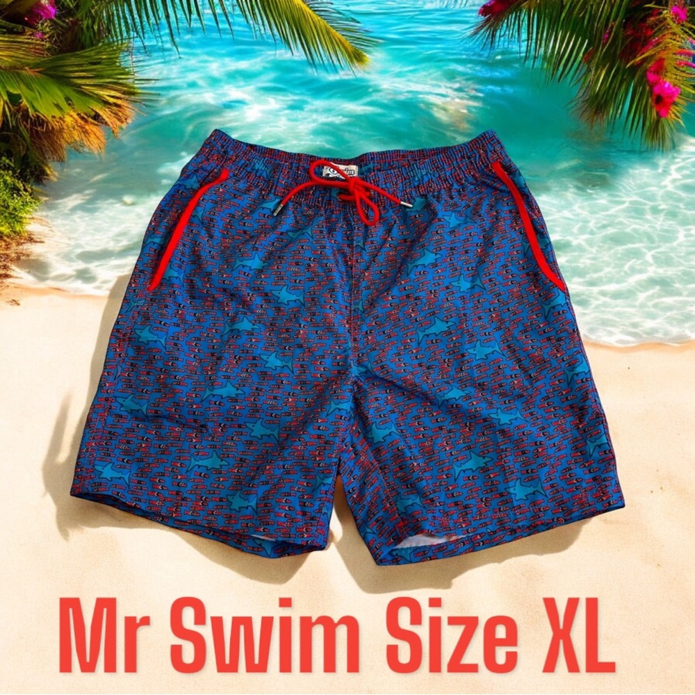 Mr. Swim Shark & Fish Mens Swim Trunks 🩳 Size XL NWT